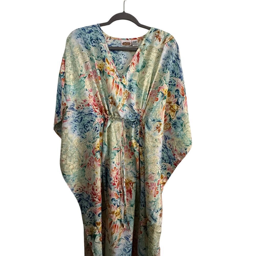 Vintage Collections ETC Women's  V-Neck kaftan swim coverup dress One Size